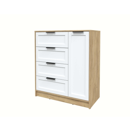 Тумба Тренд КТ-Т90 (Дуб золотой ЛДСП/ Белый ЛМДФ) Ш900 В1020 Г451 Тумба Тренд КТ-Т90 (Дуб золотой ЛДСП/ Белый ЛМДФ) Ш900 В1020 Г451